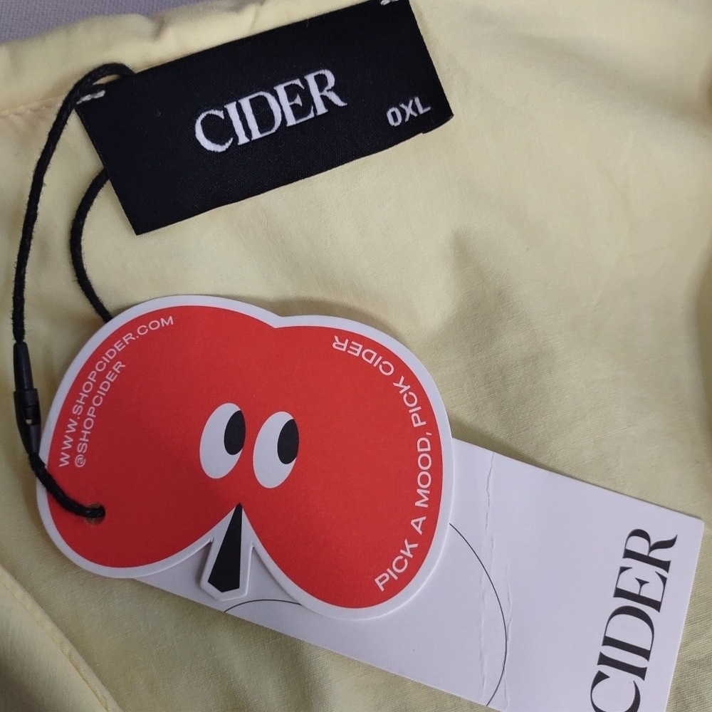 Cider Dress Women Lemon Embroidered Shortsleeve Tie Front Knee Length OXL NWT - Picture 11 of 12